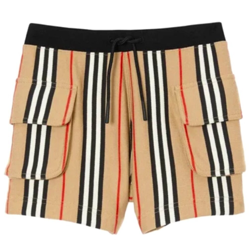 Burberry Girl Ines Icon Stripe Drawstrings Cotton Shorts Archive Beige Sz 4Y NWT